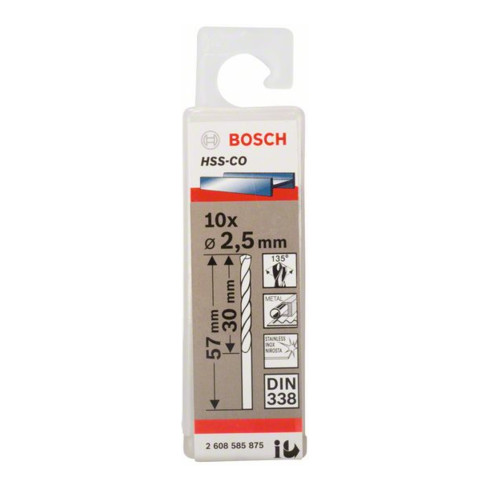 Bosch metaalboor HSS-Co DIN 338 2,5 x 30 x 57 mm