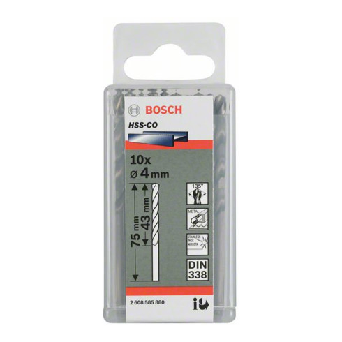 Bosch metaalboor HSS-Co DIN 338 3,8 x 43 x 75 mm