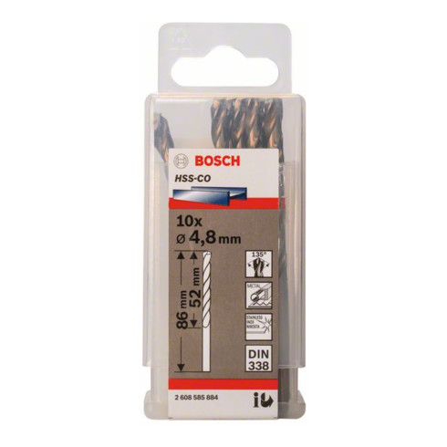 Bosch metaalboor HSS-Co, DIN 338, 4,8 x 52 x 86 mm