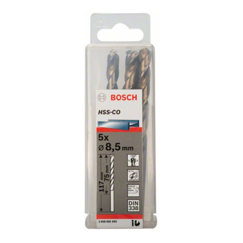 Bosch metaalboor HSS-Co DIN 338 8,5 x 75 x 117 mm