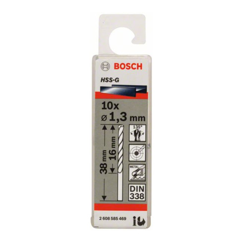 Bosch metaalboor HSS-G DIN 338 1,3 x 16 x 38 mm