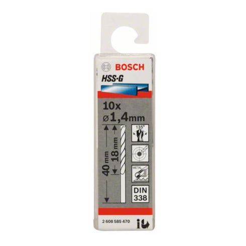 Bosch metaalboor HSS-G DIN 338 1,4 x 18 x 40 mm