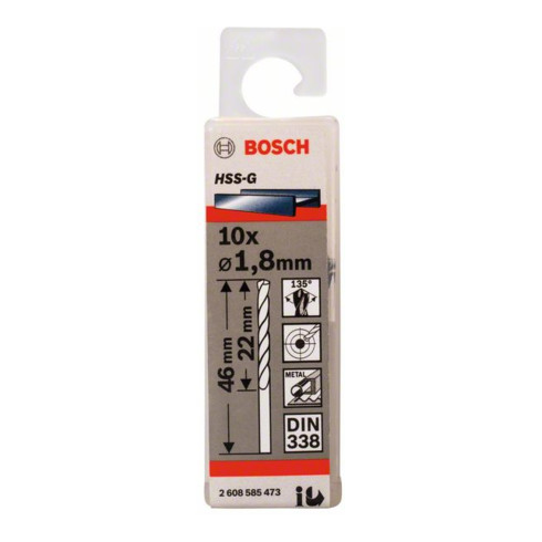 Bosch metaalboor HSS-G DIN 338 1,8 x 22 x 46 mm