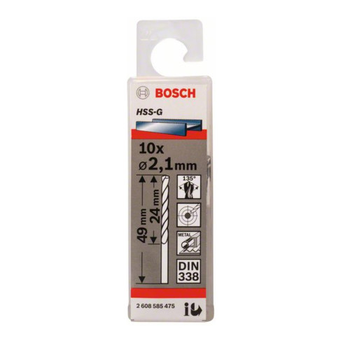 Bosch metaalboor HSS-G DIN 338 2,1 x 24 x 49 mm