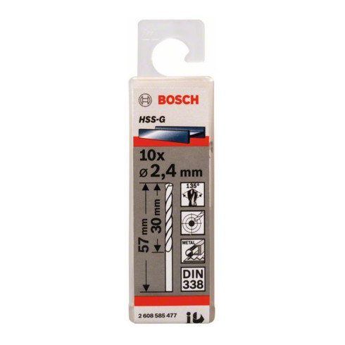 Bosch metaalboor HSS-G DIN 338 2,4 x 30 x 57 mm