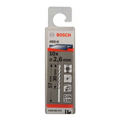 Bosch metaalboor HSS-G DIN 338 2,6 x 30 x 57 mm