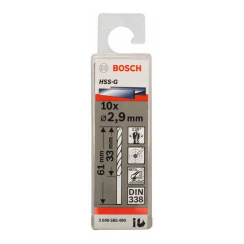 Bosch metaalboor HSS-G DIN 338 2,9 x 33 x 61 mm