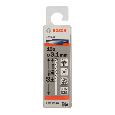 Bosch metaalboor HSS-G DIN 338 3,1 x 36 x 65 mm
