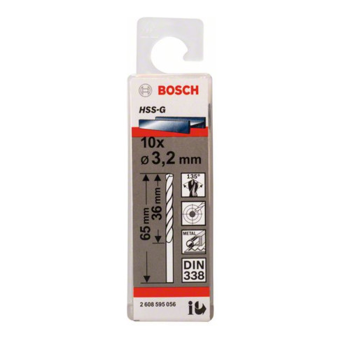 Bosch metaalboor HSS-G DIN 338 3,2 x 36 x 65 mm