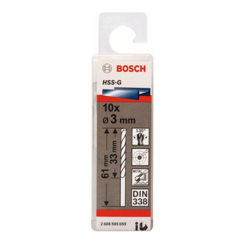 Bosch metaalboor HSS-G DIN 338 3 x 33 x 61 mm