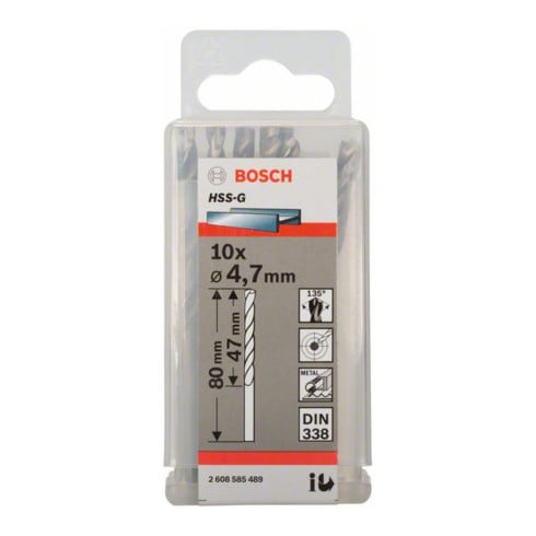 Bosch metaalboor HSS-G DIN 338 4,7 x 47 x 80 mm