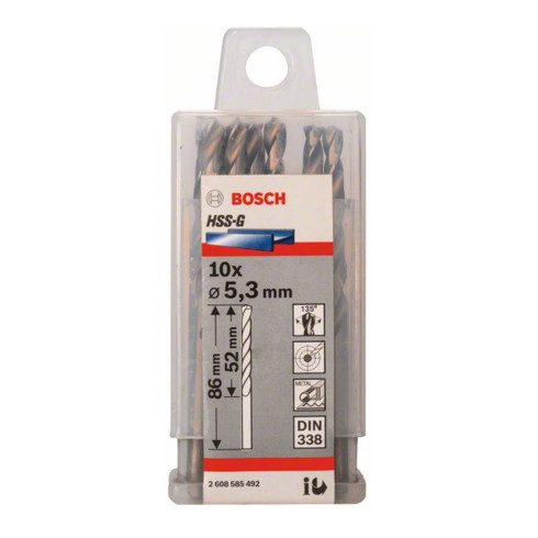 Bosch metaalboor HSS-G DIN 338 5,3 x 52 x 86 mm