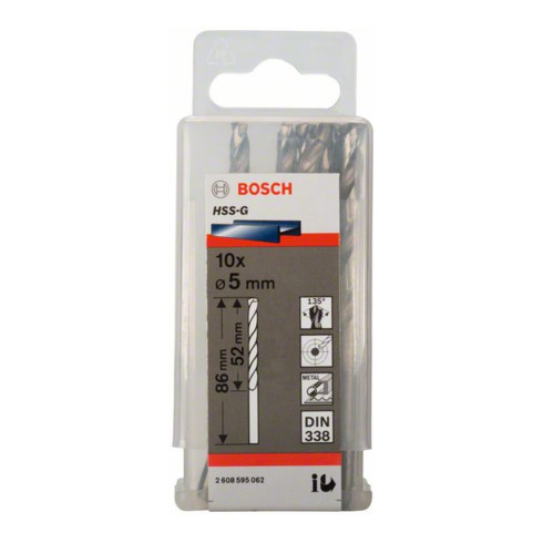 Bosch metaalboor HSS-G DIN 338 5 x 52 x 86 mm