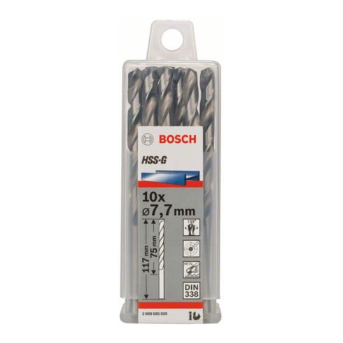 Bosch metaalboor HSS-G DIN 338 7,7 x 75 x 117 mm