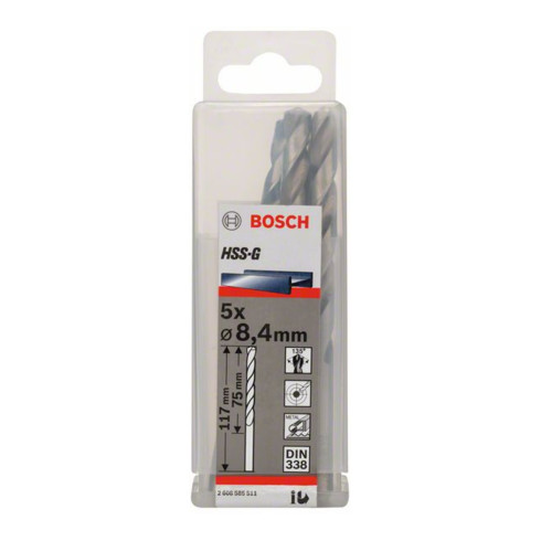 Bosch metaalboor HSS-G DIN 338 8,4 x 75 x 117 mm