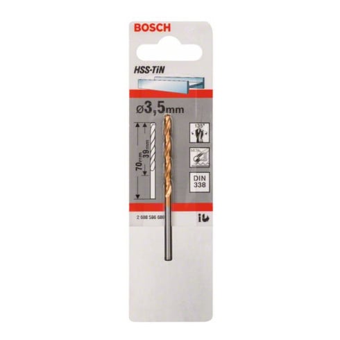 Bosch metaalboor HSS-TiN DIN 338 3,5 x 39 x 70 mm