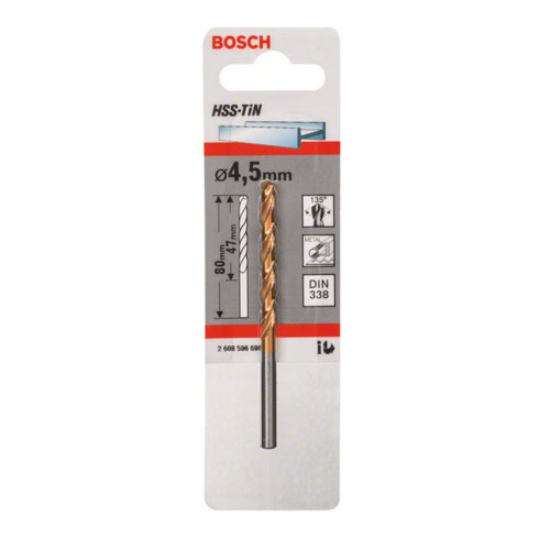 Bosch metaalboor HSS-TiN DIN 338 4,5 x 47 x 80 mm