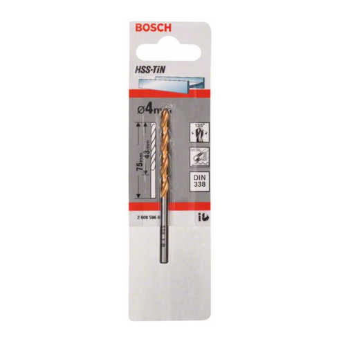 Bosch metaalboor HSS-TiN DIN 338 4 x 43 x 75 mm