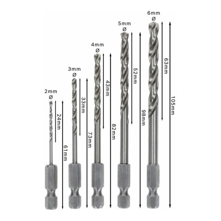 Bosch metaalboorset HSS-G, DIN 338 met zeskantschacht, 135°, 2 - 6 mm