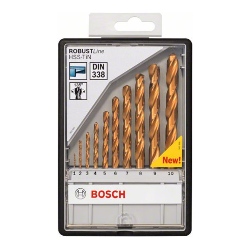Bosch metaalboor set Robust Line HSS-TiN 135°, 10 stuks 1 - 10 mm