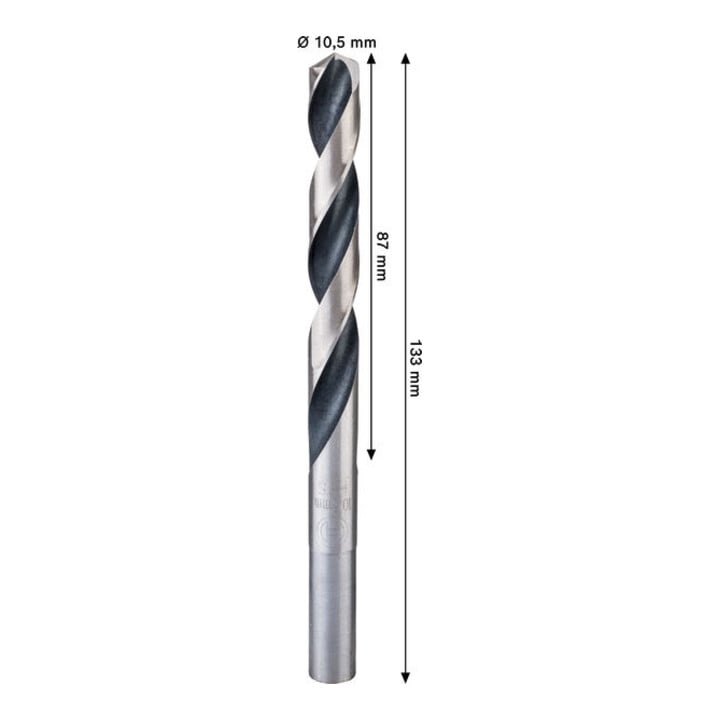 Bosch Metal HSS Spiralbohrer, 10,5 x 87 x 133 mm, CYL Reduzierter Schaft