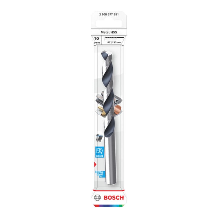 Bosch Metal HSS Spiralbohrer, 10 x 87 x 133 mm, CYL-Schaft