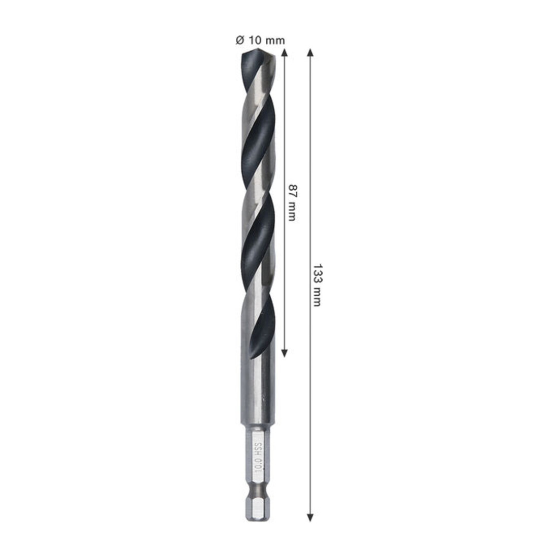 Bosch Metal HSS Spiralbohrer, 10 x 87 x 133 mm, HEX 1/4 Schaft