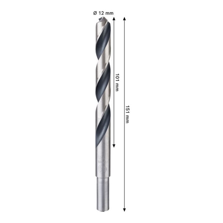 Bosch Metal HSS Spiralbohrer, 12 x 101 x 151 mm, CYL Reduzierter Schaft