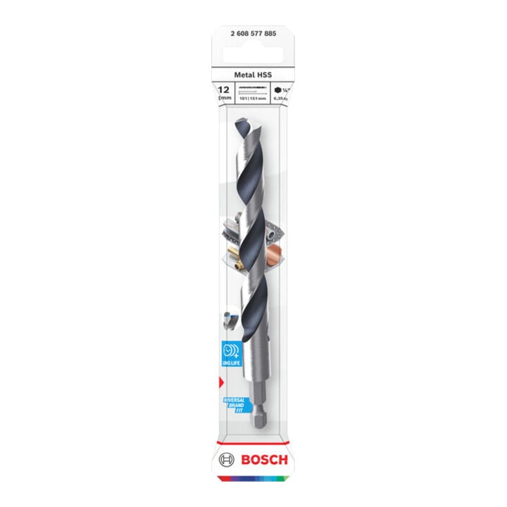 Bosch Metal HSS Spiralbohrer, 12 x 101 x 151 mm, HEX 1/4 Schaft