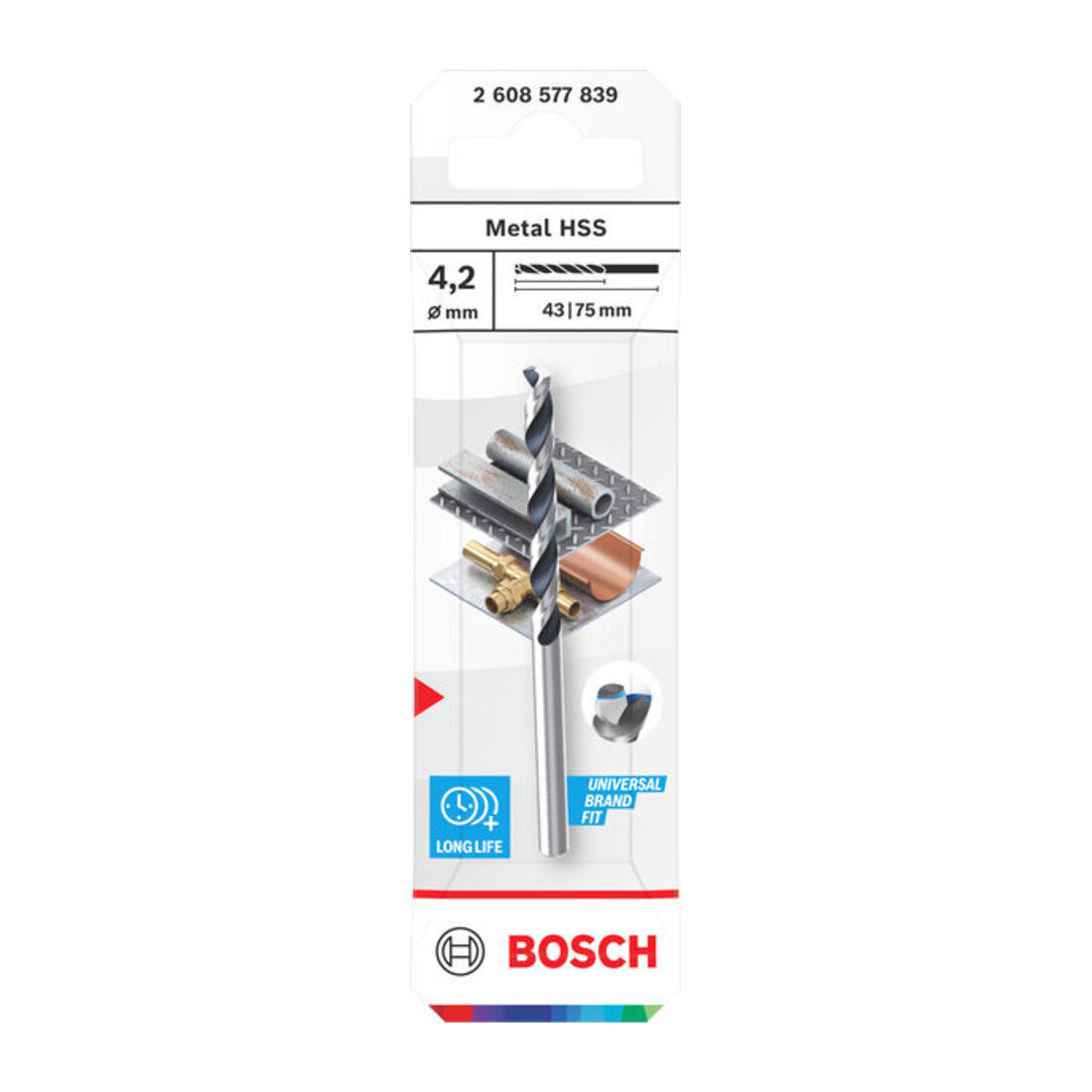 Bosch Metal HSS Spiralbohrer, 4,2 x 43 x 75 mm, CYL-Schaft