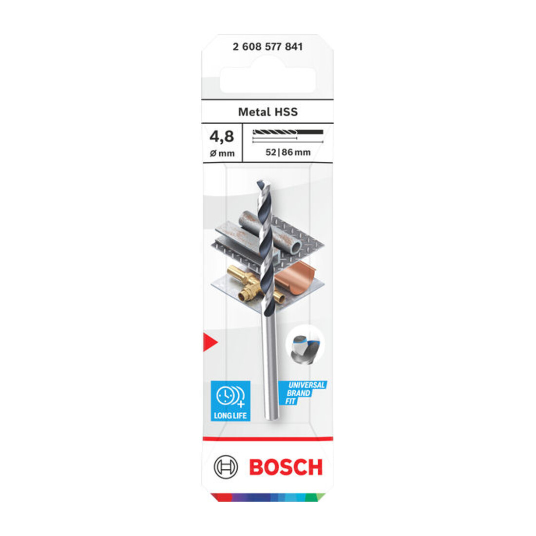 Bosch Metal HSS Spiralbohrer, 4,8 x 52 x 86 mm, CYL-Schaft