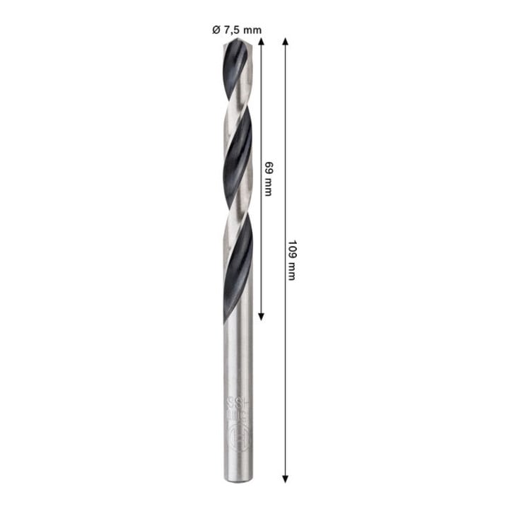 Bosch Metal HSS Spiralbohrer, 7,5 x 69 x 109 mm, CYL-Schaft