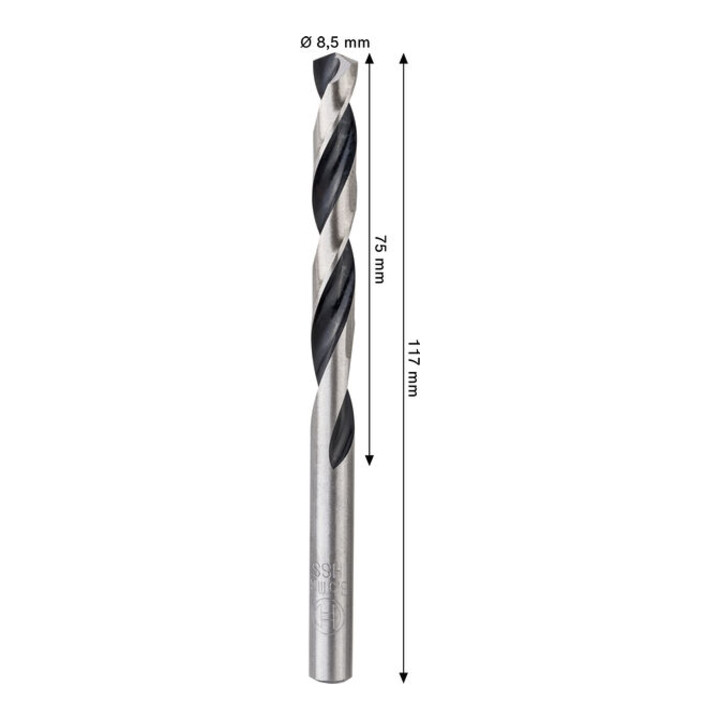 Bosch Metal HSS Spiralbohrer, 8,5 x 75 x 117 mm, CYL-Schaft