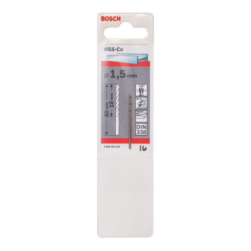 Bosch Metallbohrer HSS-Co DIN 338 1,5 x 18 x 40 mm