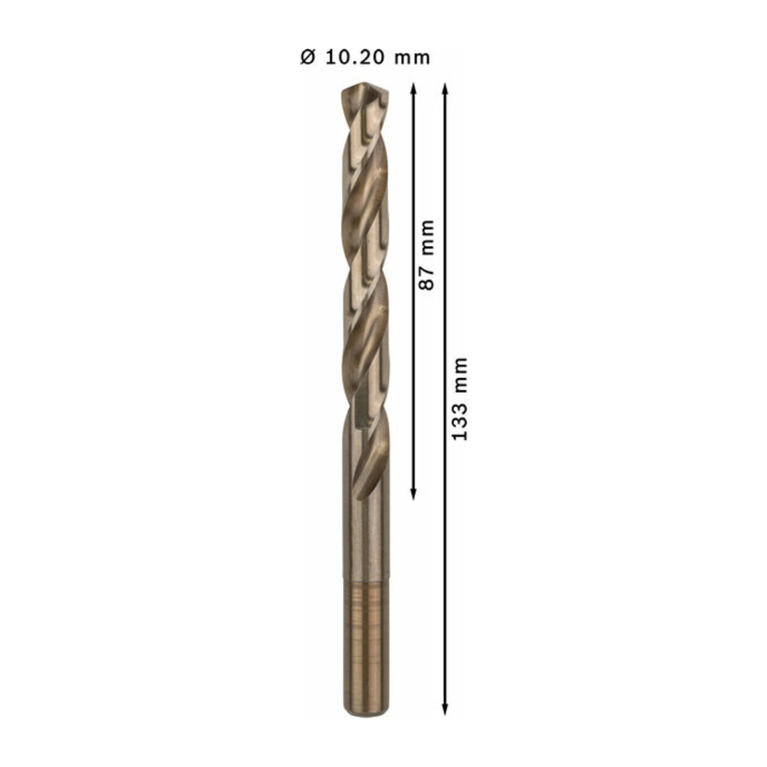 Bosch Metallbohrer HSS-Co, DIN 338, 10,2 x 87 x 133 mm