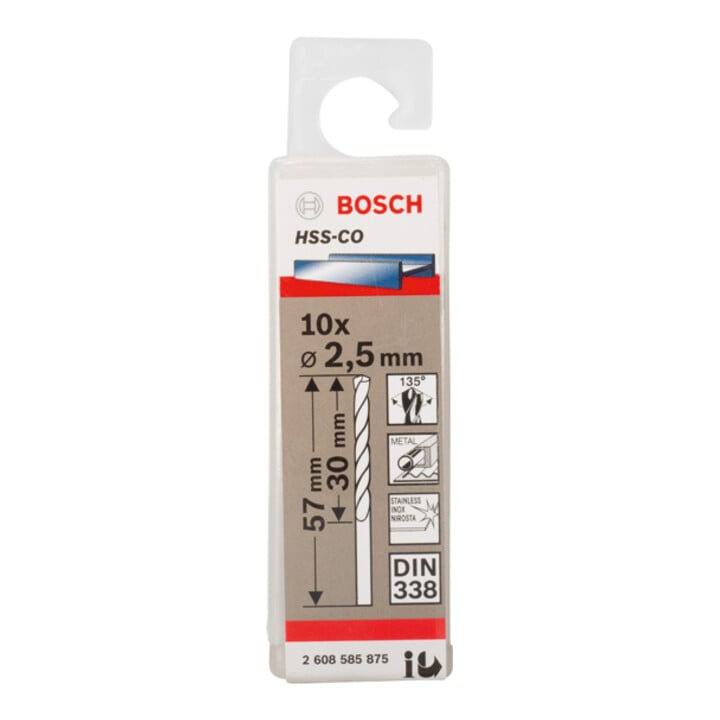 Bosch Metallbohrer HSS-Co DIN 338 2,5 x 30 x 57 mm
