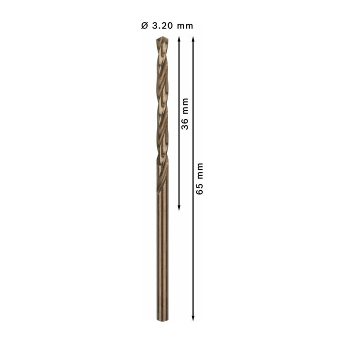 Bosch Metallbohrer HSS-Co DIN 338 3,2 x 36 x 65 mm