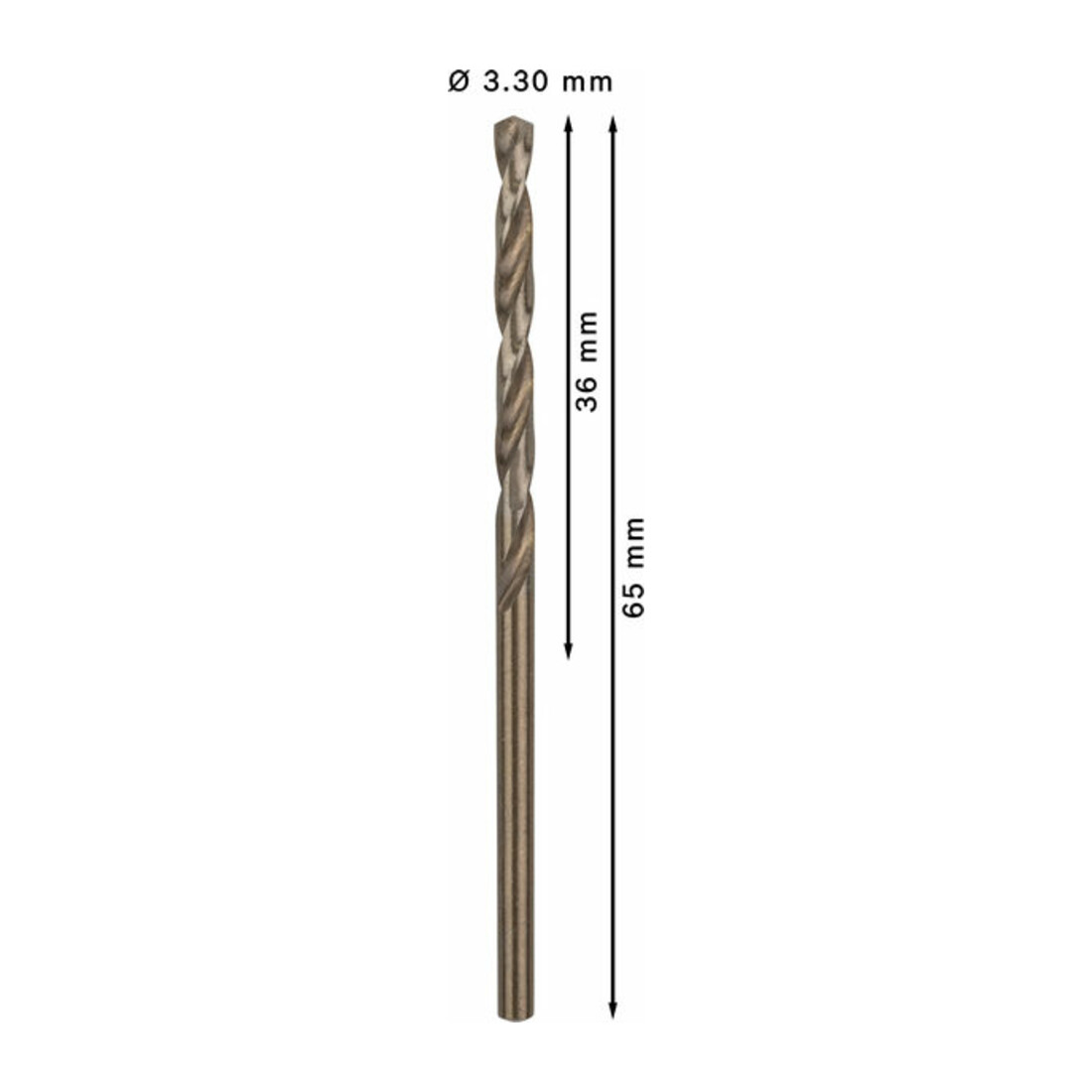 Bosch Metallbohrer HSS-Co DIN 338 3,3 x 36 x 65 mm