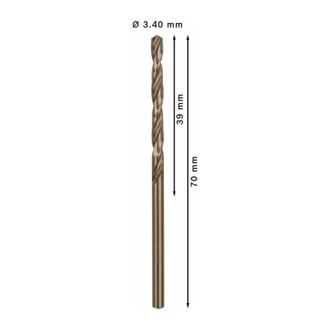 Bosch Metallbohrer HSS-Co DIN 338 3,4 x 39 x 70 mm