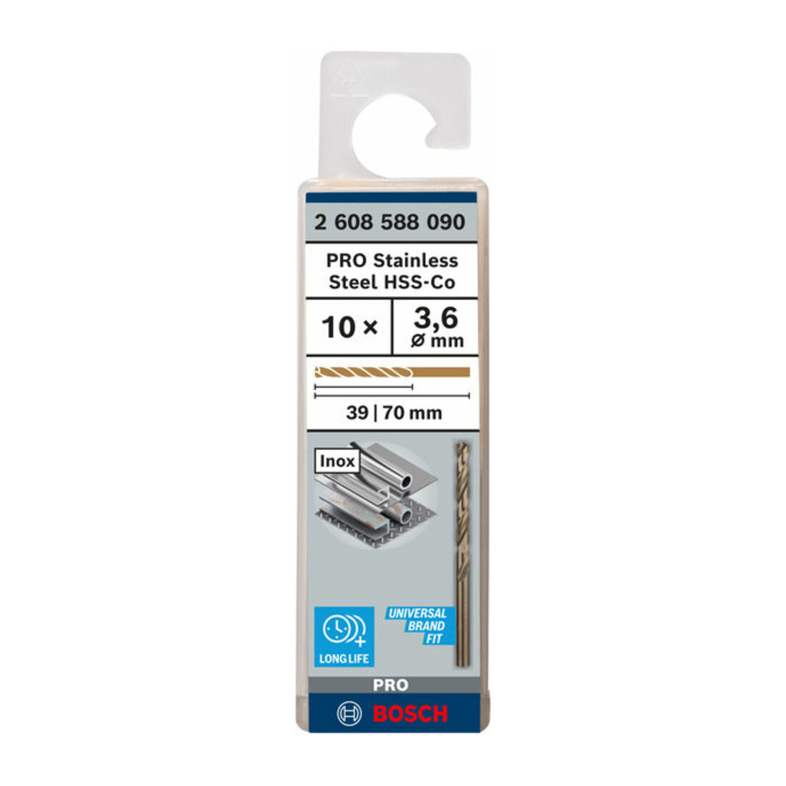 Bosch Metallbohrer HSS-Co DIN 338 3,6 x 39 x 70 mm