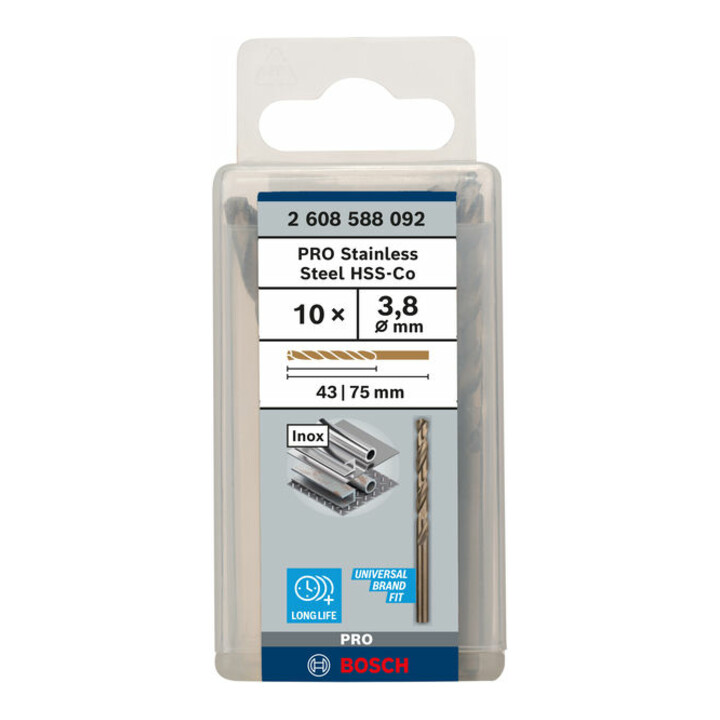 Bosch Metallbohrer HSS-Co DIN 338 3,8 x 43 x 75 mm