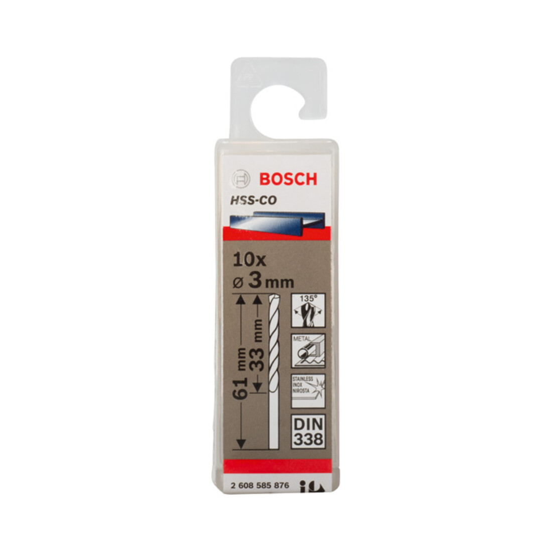 Bosch Metallbohrer HSS-Co DIN 338 3 x 33 x 61 mm
