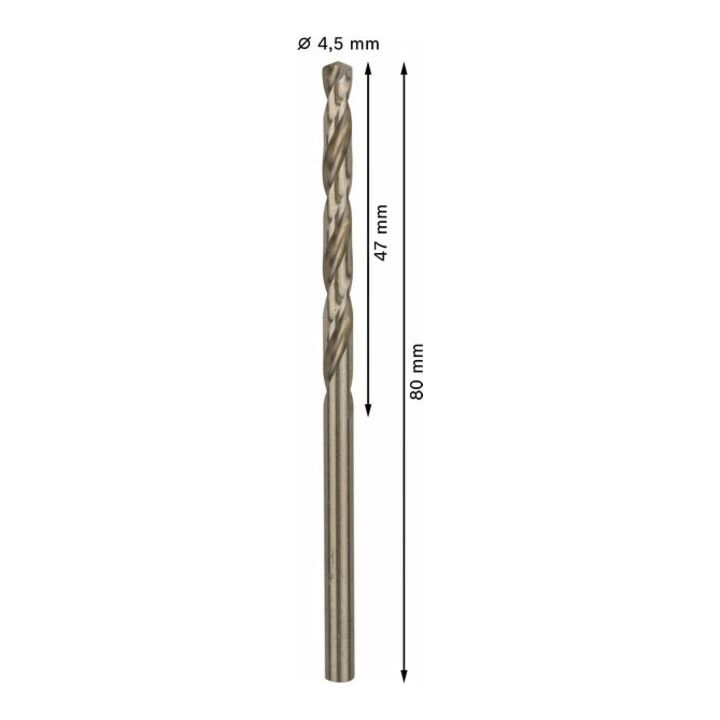 Bosch Metallbohrer HSS-Co, DIN 338, 4,5 x 47 x 80 mm