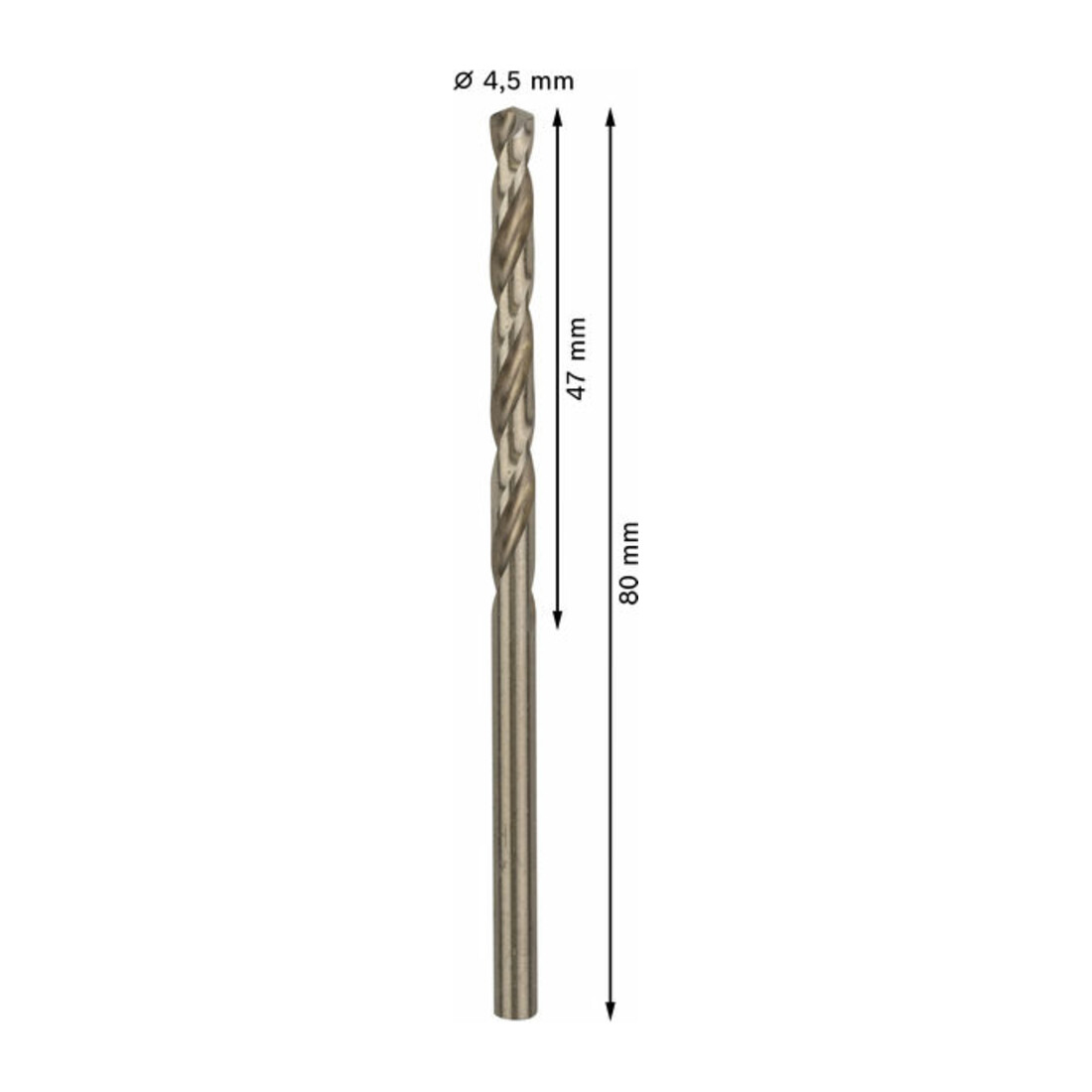 Bosch Metallbohrer HSS-Co, DIN 338, 4,5 x 47 x 80 mm