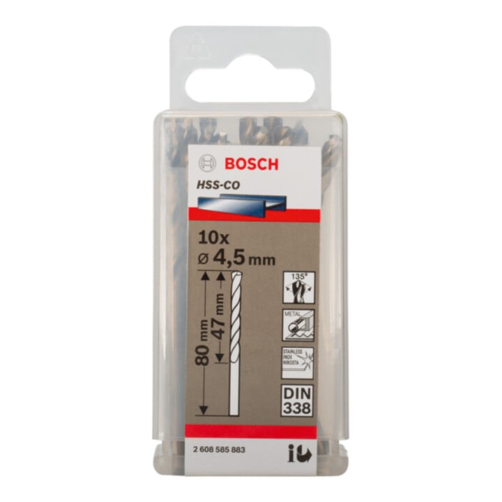 Bosch Metallbohrer HSS-Co, DIN 338, 4,5 x 47 x 80 mm