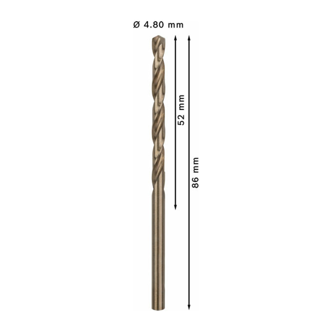 Bosch Metallbohrer HSS-Co, DIN 338, 4,8 x 52 x 86 mm