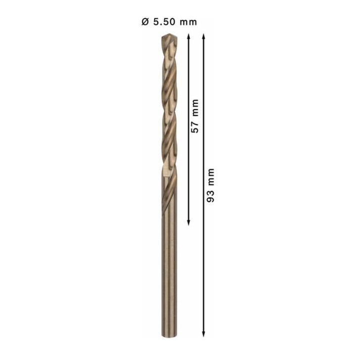 Bosch Metallbohrer HSS-Co, DIN 338, 5,5 x 57 x 93 mm