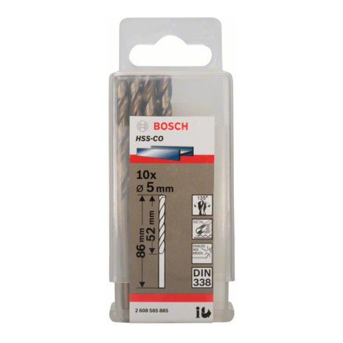 Bosch Metallbohrer HSS-Co, DIN 338, 5 x 52 x 86 mm
