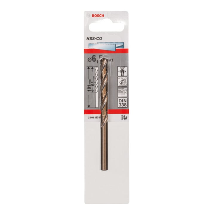 Bosch Metallbohrer HSS-Co, DIN 338, 6,5 x 63 x 101 mm
