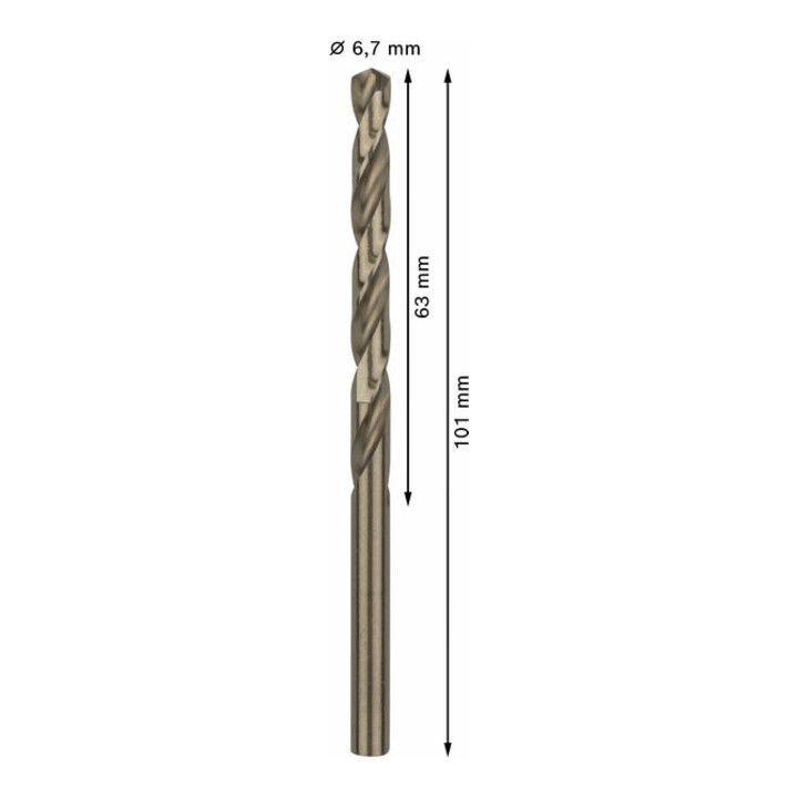 Bosch Metallbohrer HSS-Co DIN 338 6,7 x 63 x 101 mm